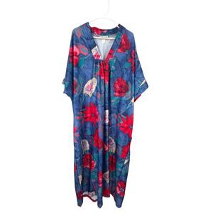 Vintage Kalama 3X Caftan-style maxi dress floral housecoat  Plus Size Womens